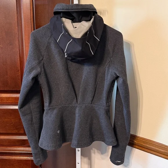Lululemon &go Destination Full Zip Hoodie Sz 4 Heathered Black Grey Fleece Slim - Picture 9 of 12